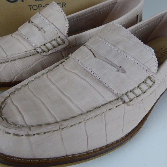 Sperry Penny Loafer Croc Embossed Leather Shoes - Picture 4 of 9